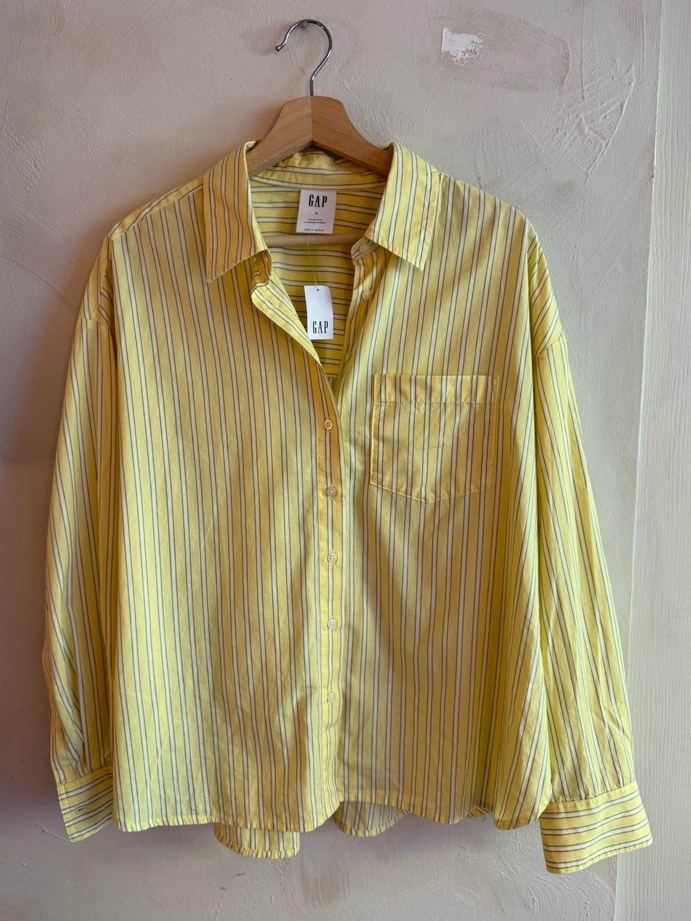 NWT Gap | The Big Shirt | Butter Yellow Striped Oversized Button-Up | Size M